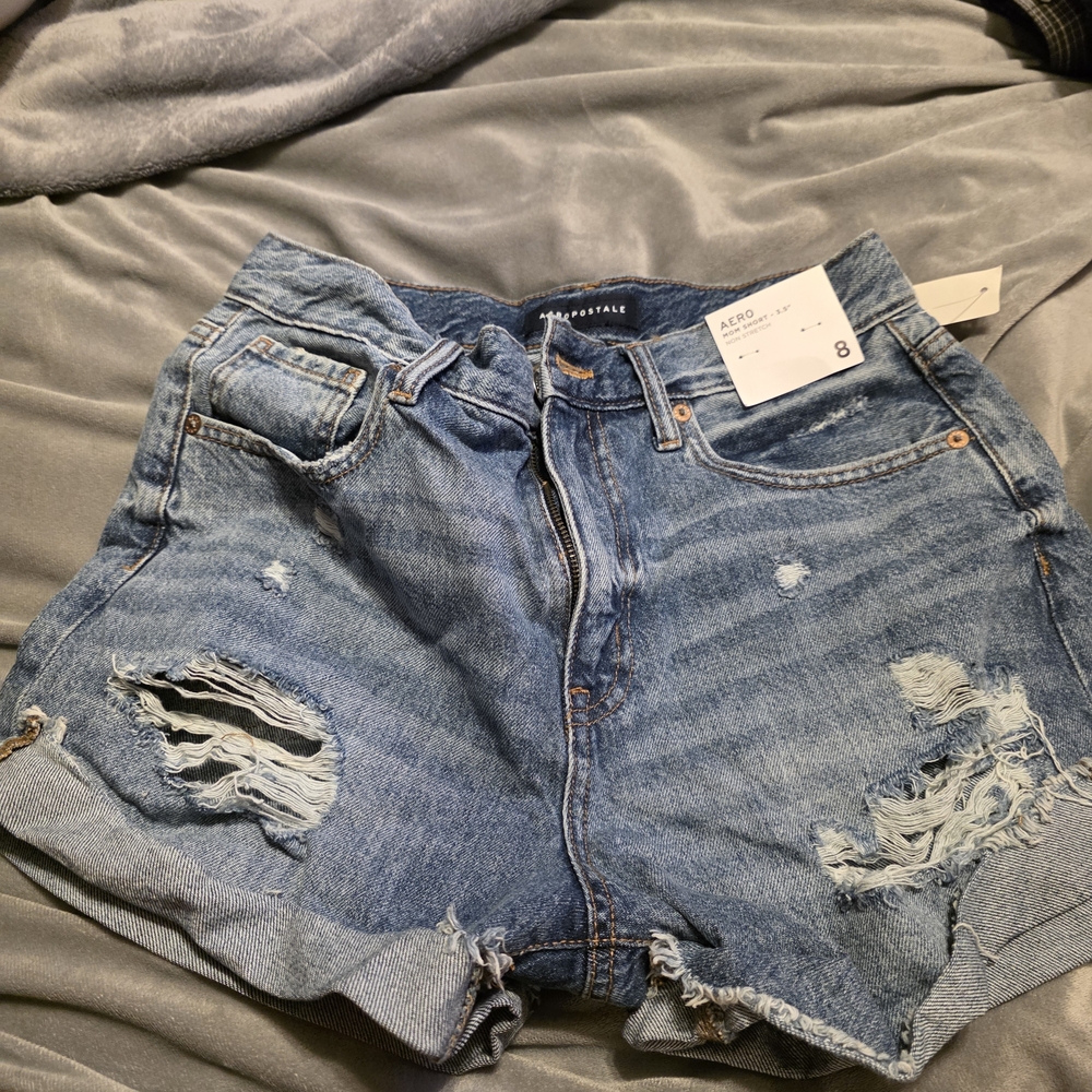 Aeropostale Light Blue Ripped Jean Shorts